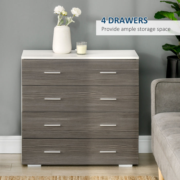 4-Drawer Chest - Grey Storage Organizer for Bedroom and Living Room - Space-Saving Dresser Unit