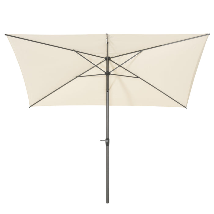 Beige 2M Aluminium Sun Parasols - Set of 3 Patio Umbrellas with Tilt and Crank Mechanism for Shade - Ideal Outdoor Sun Protection for Garden and Patio