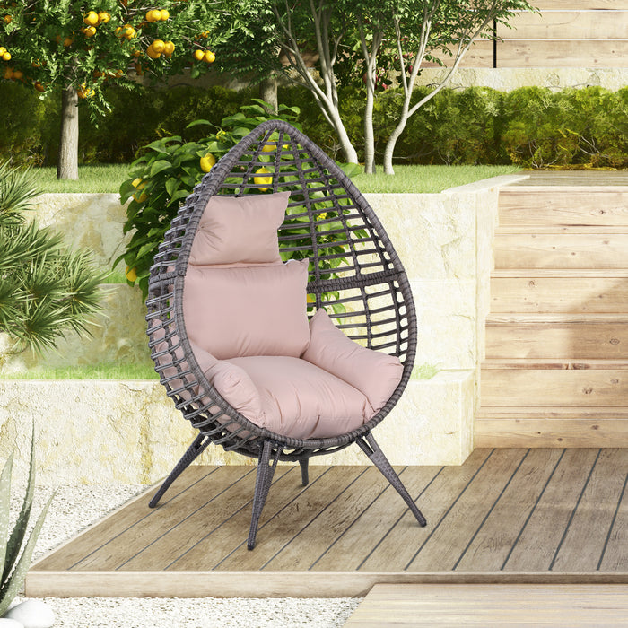 Elegant Rattan Teardrop Egg Chair with Plush Cushion - Wicker Weave Design for Indoor/Outdoor Use - Perfect Comfortable Nook for Relaxation