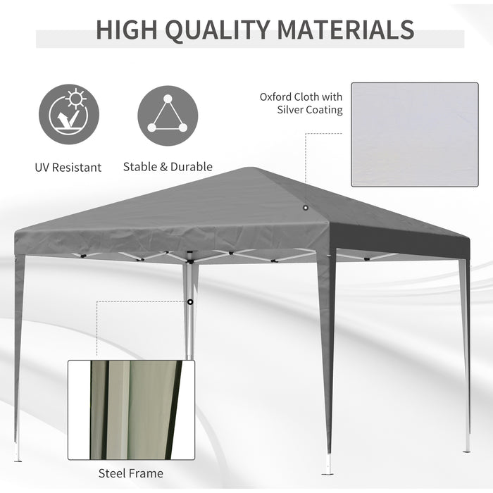 Garden Pop Up Gazebo - 3x3m Adjustable Marquee Party Tent with Carrying Bag - Ideal for Weddings and Outdoor Events, Grey