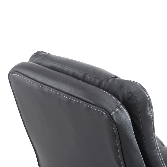 Ergonomic Swivel Mid-Back Chair - Faux Leather Executive Computer Desk Chair with Double Padding and Armrests - Ideal for Home Office Comfort and Mobility