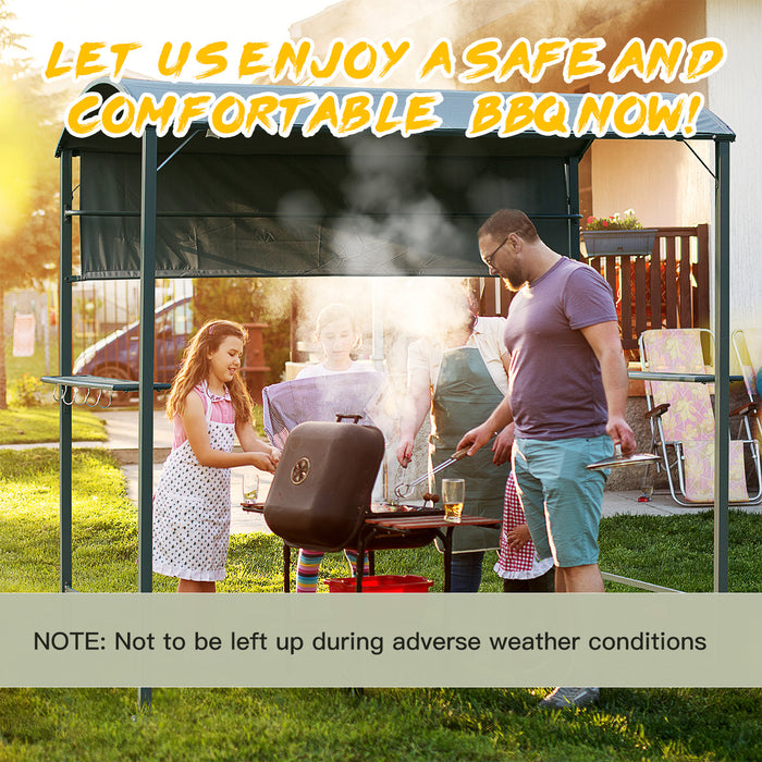 Outdoor BBQ Gazebo with Sturdy Metal Frame - Weather-Resistant Grey Canopy - Ideal for Grill Protection and Garden Parties