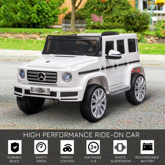 Mercedes Benz G500 Kids Electric Ride On Car - 12V Battery-Powered with MP3, Music, Lights & Suspension Wheels - Parental Remote Control for Safe Play