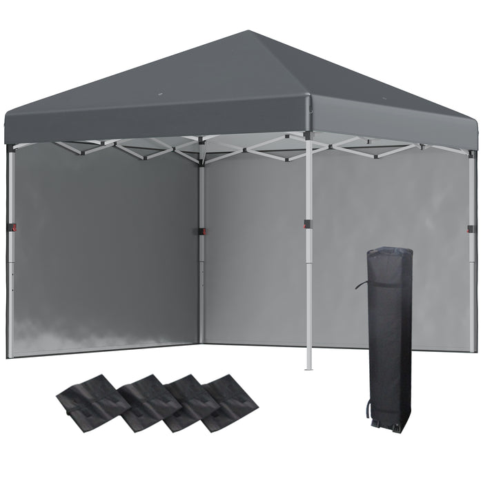 Pop Up Gazebo 3x3m with Sidewalls - Adjustable Height Event Tent with Leg Weights and Carry Bag - Ideal Garden Shelter for Parties, Dark Grey