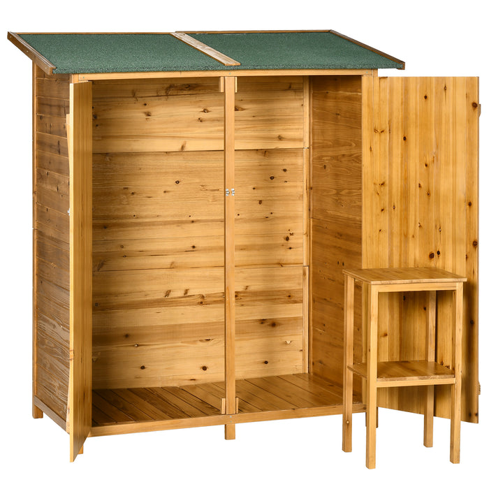 Outdoor Garden Shed with Flexible Worktable and Hooks - Multifunctional, Lockable Storage with Asphalt Roof and Ground Nails - Ideal for Tool Organization and Space Management