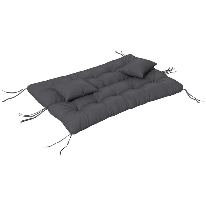 Patio Cushion Set with Pillows - 4-Piece Tie-On Charcoal Grey Back and Seat Cushions - Comfort Upgrade for Outdoor Chairs