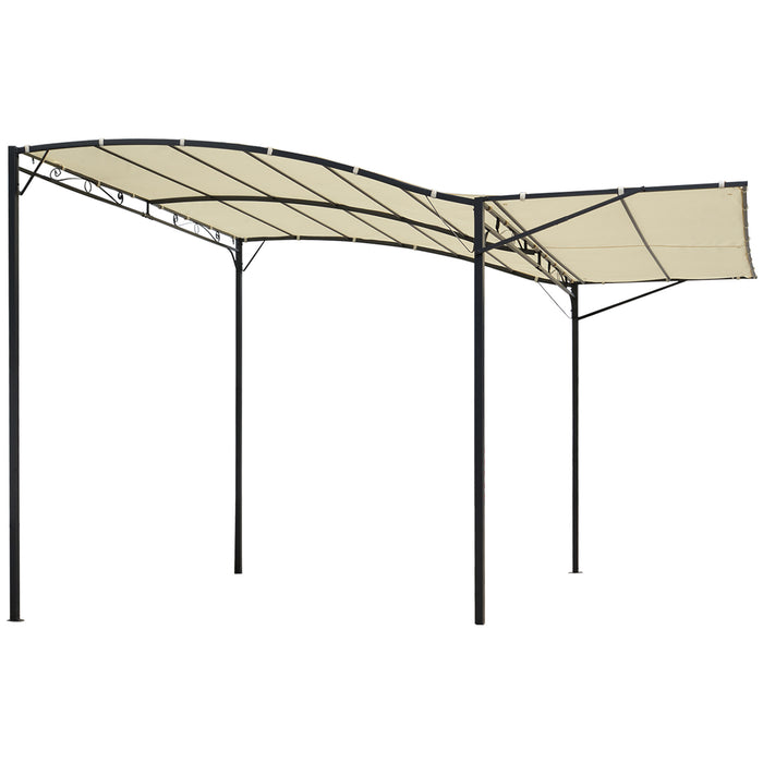 Metal Pergola Gazebo 3x2.5m - Wall-Mounted Canopy with Sunshade and Extended Shelter, Cream White - Ideal for Garden Parties and Outdoor Relaxation