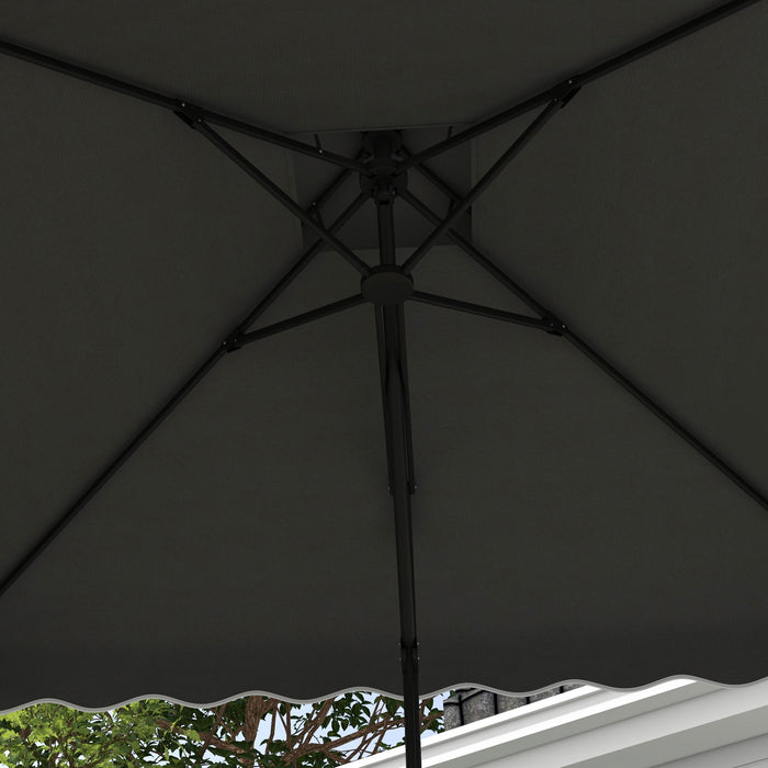 Double Top Cantilever Umbrella 2.5m - Elegant Dark Grey Garden Parasol with Decorative Ruffles - Stylish Outdoor Shade Solution for Patio Comfort