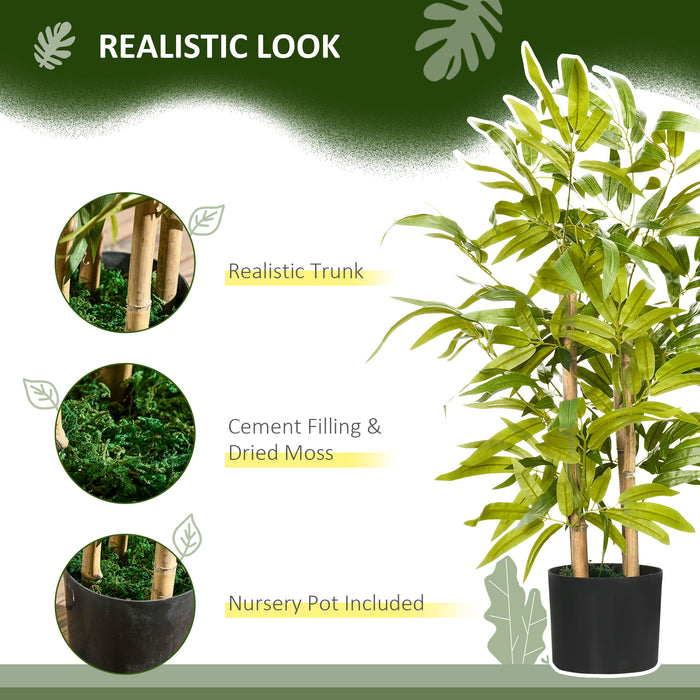 Artificial Bamboo Tree in Decorative Pot - Lifelike Indoor/Outdoor Greenery, 60cm Tall - Enhances Office and Home Ambiance