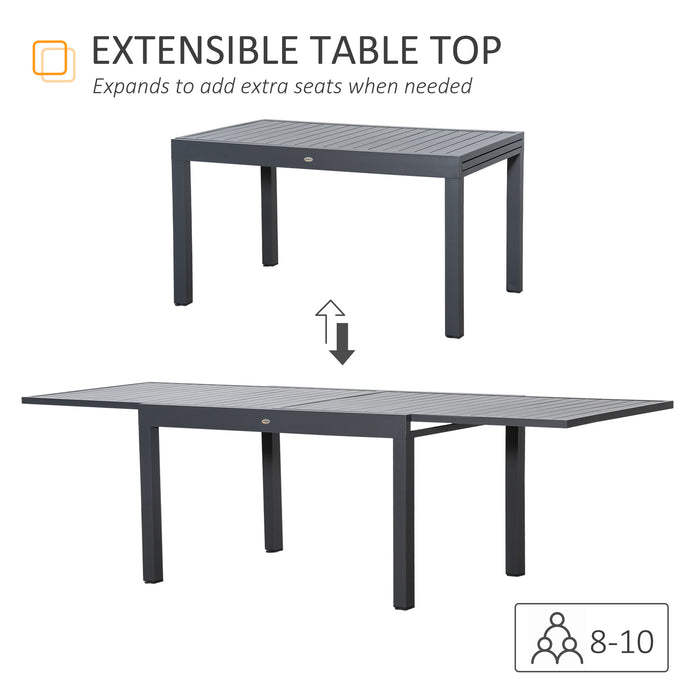 Extendable 10-Seat Garden Table - Aluminium Frame Outdoor Dining Furniture for Lawn and Patio - Ideal for Balcony Entertaining and Large Family Gatherings