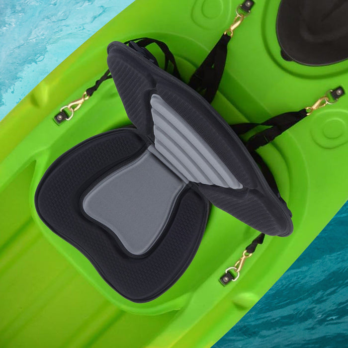 Detachable High Back Canoe/Kayak Seat - Black Comfortable Padded Chair for Paddling - Ideal for Long Kayaking Trips