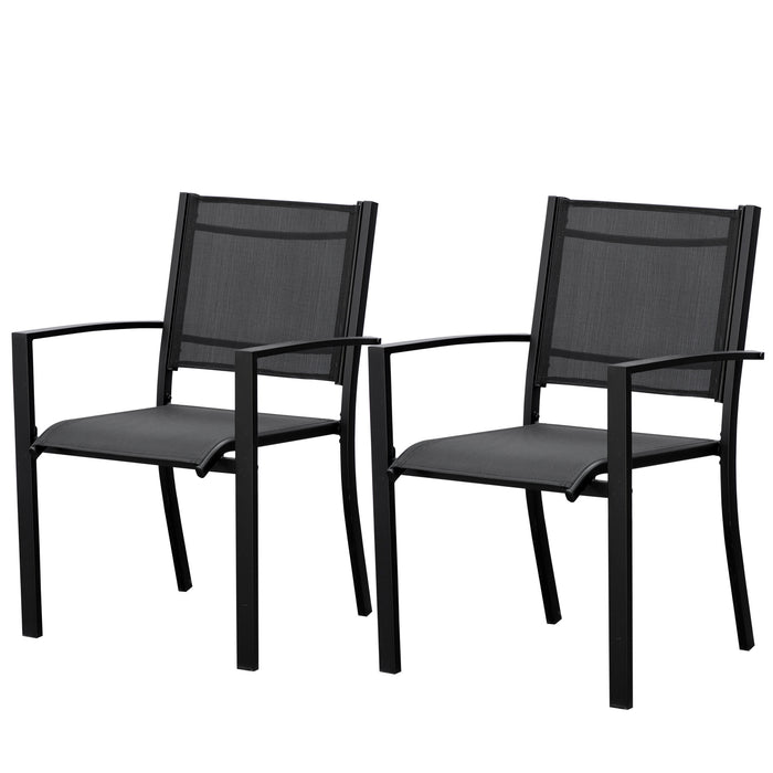 Outdoor Patio Chair Set - 2-Pack Texteline-Seated Garden Chairs with Steel Frame - Ideal for Dining & Relaxation on Patios or Balconies