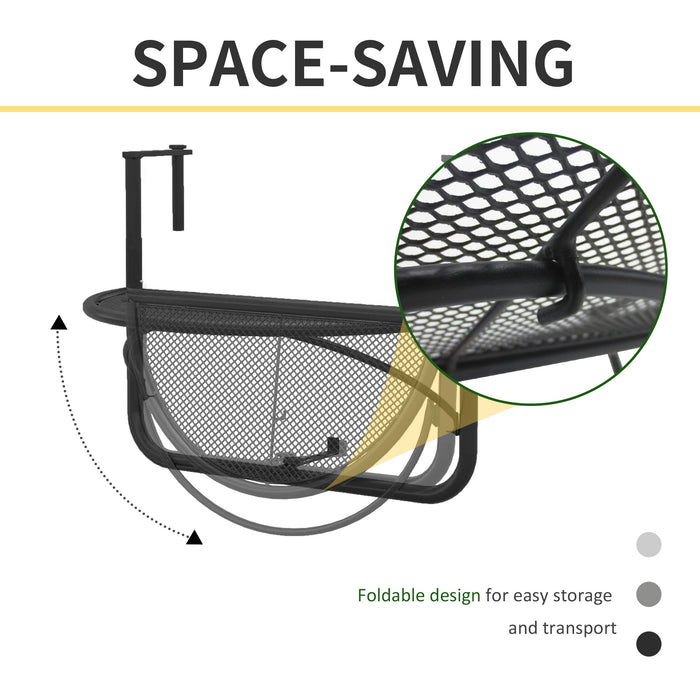 Balcony Mate - Semi-Circular Hanging Table for Outdoor Spaces, Adjustable Metal Coffee Table - Ideal for Small Balconies and Limited Spaces