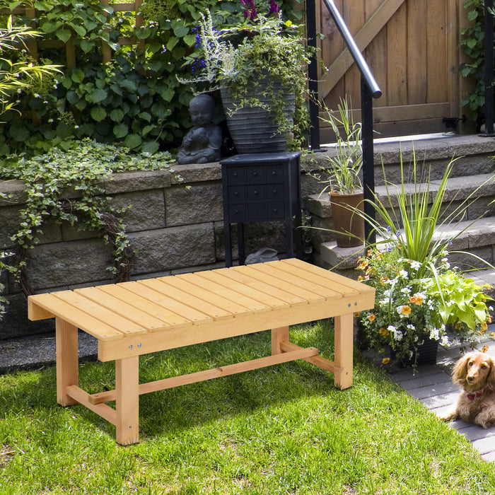 Outdoor Garden Wooden Bench - 2-Seater Patio Loveseat in Natural Fir, 110L x 38W x 35H cm - Ideal for Indoor and Outdoor Relaxation