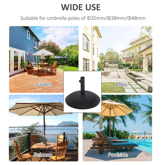 Heavy-Duty 25kg Concrete Umbrella Base - Round Black Parasol Weight Stand for Outdoor Patios, Diameter 50cm - Sturdy Support for Sunshades and Umbrellas