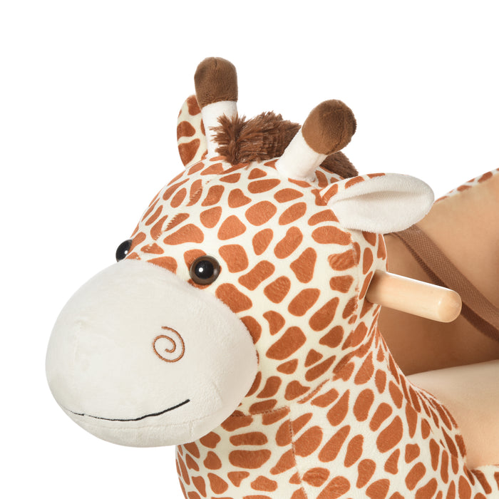 Giraffe-Themed Rocker with Sound Effects - Plush Rocking Horse Toy for Toddlers - Interactive Play and Development for Young Children