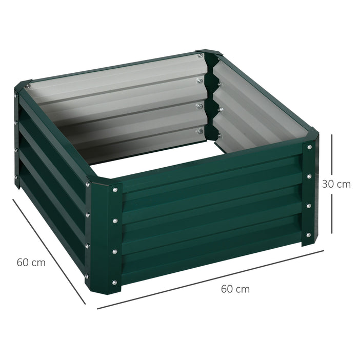 Outdoor Elevated Galvanized Planter Set - 2-Piece Raised Garden Bed for Flowers and Herbs, 60x60x30.5cm - Ideal for Patio and Backyard Gardening Enthusiasts