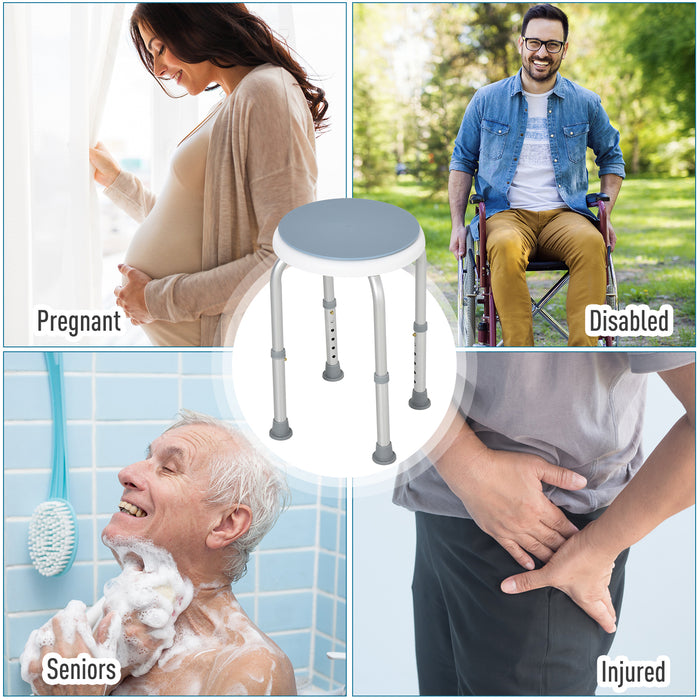 360° Swivel Shower Seat with Adjustable Height - Aluminum Frame and Non-Slip Feet for Safety - Comfortable Bath Chair for Elderly and Home Assistance