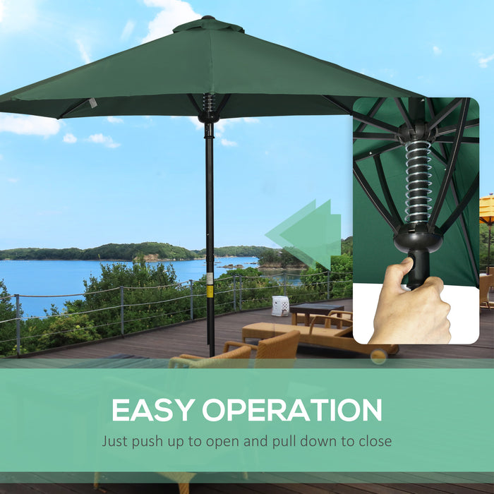 Outdoor Market Table Umbrella with 8 Ribs - Durable Garden Parasol Sun Shade Canopy in Green - Ideal for Patio Relaxation and UV Protection