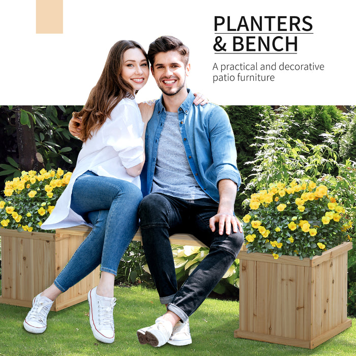 Wooden Garden Planter-Bench Combo - Raised Bed for Patio and Park Landscaping - Ideal for Outdoor Seating and Planting