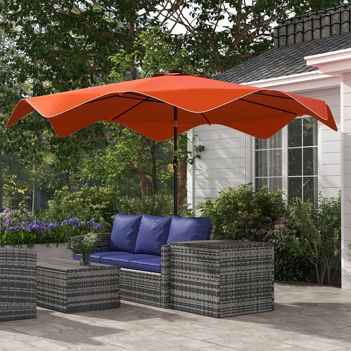 Solar LED Illuminated Patio Umbrella - Weather-Resistant 3m Outdoor Table Parasol with Tilt Function and Easy Crank Opening - Ideal for Nighttime Ambiance & Sun Protection in Vibrant Orange