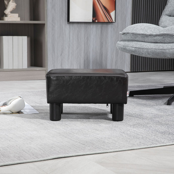 Luxurious PU Leather Ottoman - Sturdy Cube Footstool with Durable Plastic Legs - Elegant Resting Solution for Living Room or Bedroom