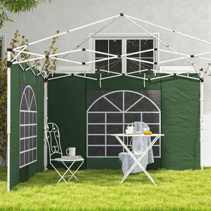 Gazebo Side Panel Replacements - 2-Pack with Windows and Doors for 3x3m or 3x6m Pop Up Gazebos - Ideal for Outdoor Shelter and Privacy, Green