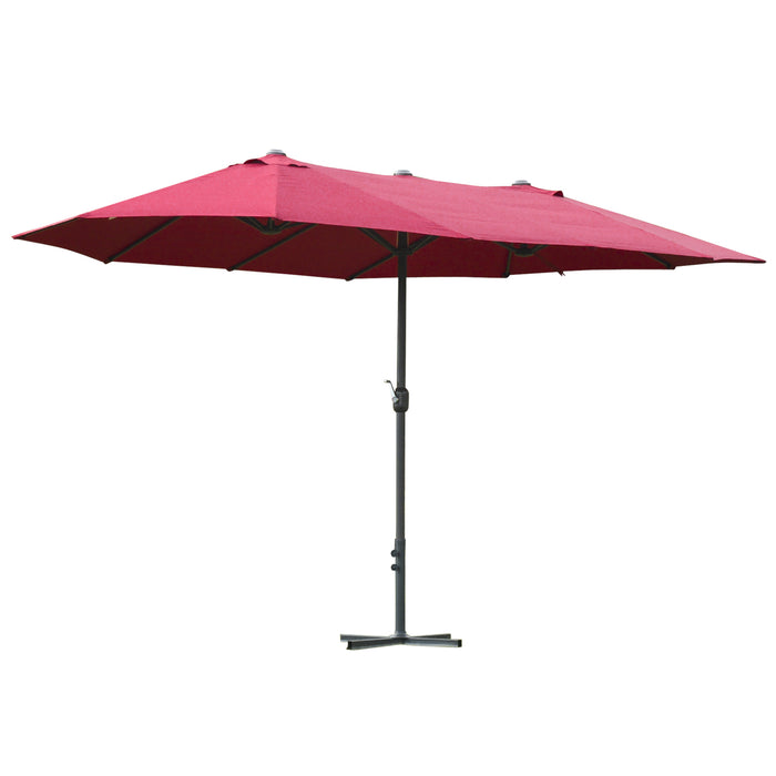 Double-Sided 4.6m Garden Parasol - Patio Sun Shelter and Market Umbrella with Canopy Shade, Wine Red - Perfect for Outdoor Relaxation and UV Protection