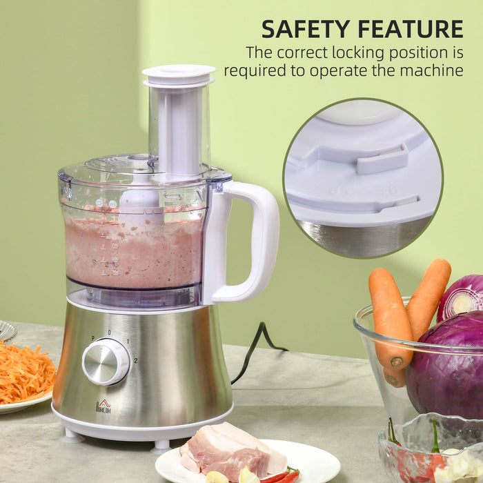 1L Multi-Function Food Processor - Includes 1.5L Blender, Knife Blades, Reversible Slicing/Grating Discs - 500W Power with Adjustable Speed and Pulse for Kitchen Prep