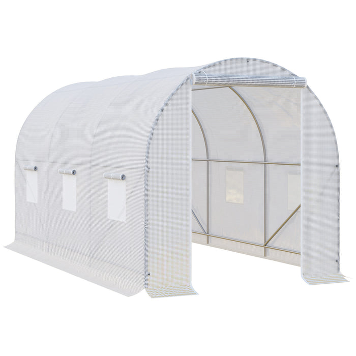 Polytunnel Walk-in Steel Frame Greenhouse - Spacious 3.5m x 2m x 2m White Structure for Gardening - Ideal for Growing Plants, Fruits and Vegetables