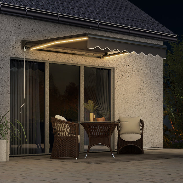 Electric Retractable Awning with LED - 2.5 x 2m Aluminium Frame, Sun Canopy for Outdoor Spaces - Ideal Shade Solution for Patio Doors and Windows