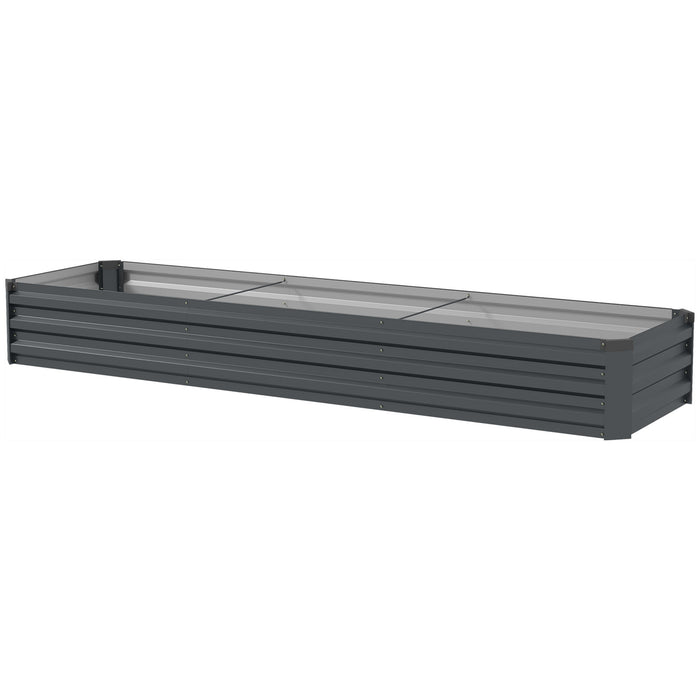 Galvanized Garden Bed - Rectangular Elevated Planter Box with Safety Edging, 240x60cm - Ideal for Flowers, Herbs, and Vegetable Gardening, Grey