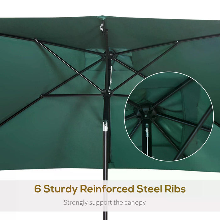 3x2m Rectangular Patio Umbrella - Garden Canopy Sun Shade with Tilt and Crank Features, Steel Frame - Ideal for Outdoor Leisure and Protecting from Sun