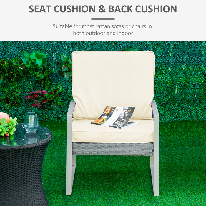 Outdoor Cushion Set - Garden Seat and Back Replacement Cushions 2-Pack, Cream White - Ideal Comfort for Patio Furniture