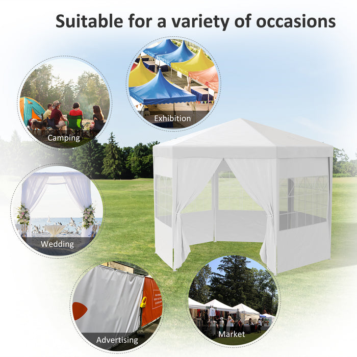 3.4m Gazebo Canopy Party Tent - 6 Removable Side Walls with Windows, Outdoor Event Pavilion - Ideal for Garden Parties and Gatherings, White