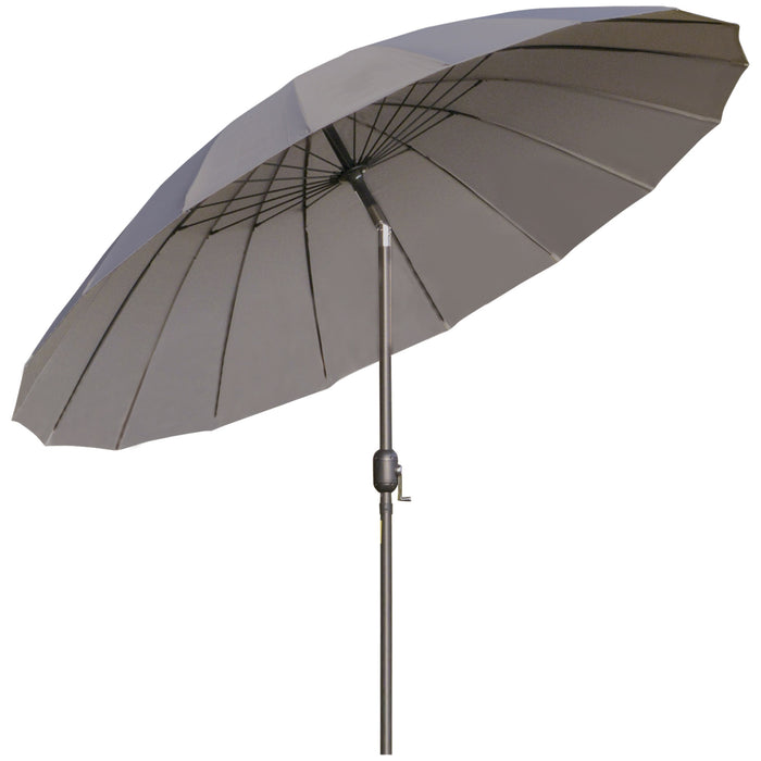 Ф255cm Dark Grey Garden Umbrella - Push Button Tilt, Crank System, and Sturdy Ribs - Ideal for Lawn, Backyard, or Poolside Shade