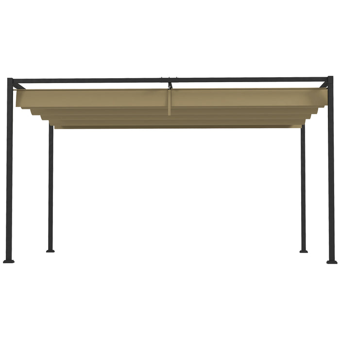 Metal Pergola 3x2m with Retractable Roof - Durable Garden Gazebo Canopy for Outdoor, Patio Use - Khaki Shelter Ideal for Entertainment and Relaxation