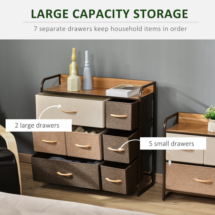 7-Drawer Fabric Dresser - Bedroom & Entryway Storage Organizer with Wooden Top and Steel Frame - Versatile Chest of Drawers for Clutter-Free Spaces