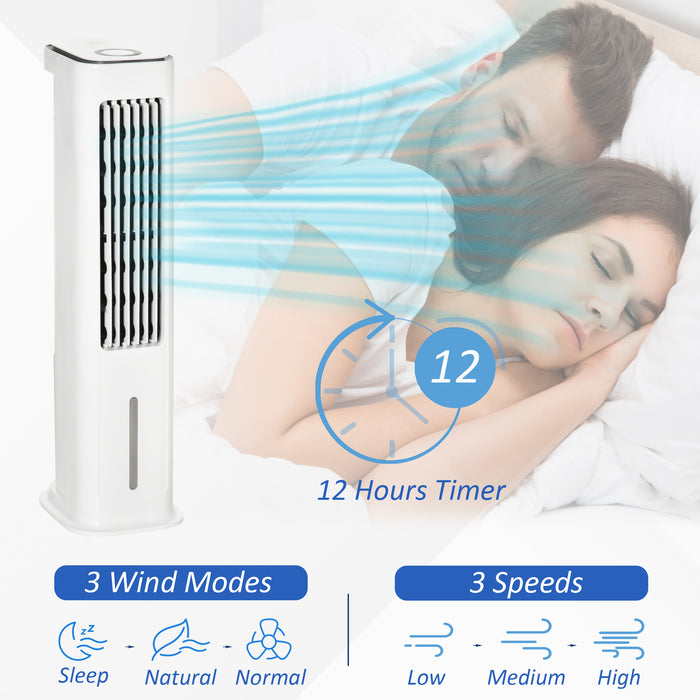 Evaporative Air Cooler with Ice Compartment - 3 Modes & Speeds, Remote, Timer, White - Ideal for Home Cooling & Energy Efficiency