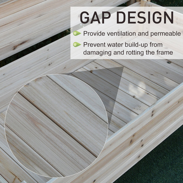 Solid Fir Wood 2-Piece Raised Bed Kit - Flower, Vegetable & Herb Garden Planter Boxes with Stand - Modular Design for Customized Layouts and Outdoor Gardening