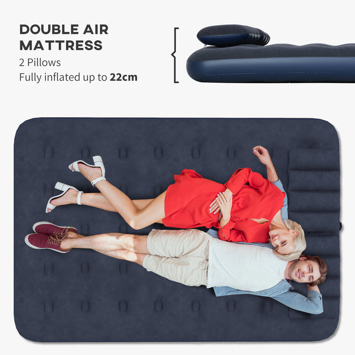 Inflatable Double Air Bed with Included Hand Pump - Durable & Comfortable Sleeping Solution - Ideal for Camping & Guest Use