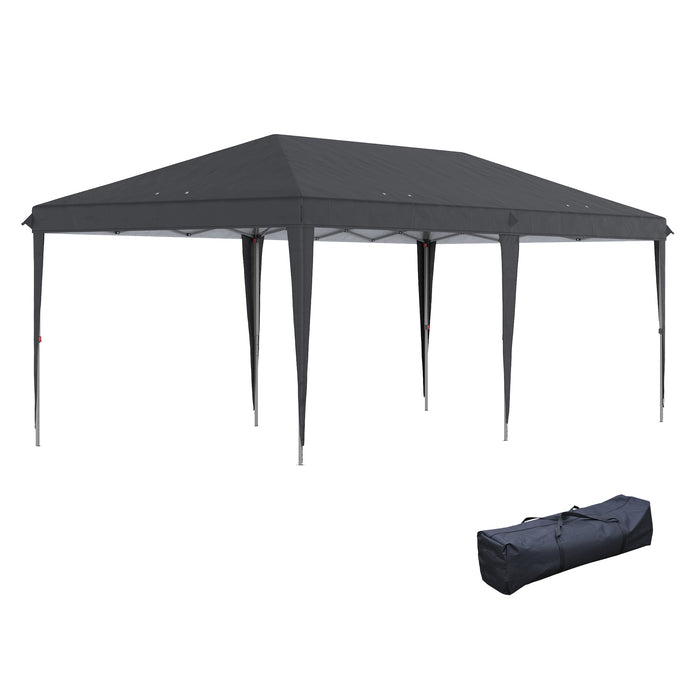 Pop Up Gazebo 3x6m - Foldable, Height Adjustable Tent with Carrying Bag, Black - Ideal for Weddings & Outdoor Events