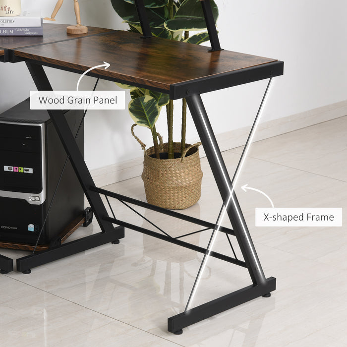 L-Shaped Office Desk with Round Corner - Spacious Gaming Table Workstation & CPU Stand - Ideal for Home Office with Storage Shelf Needs