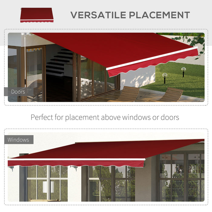 Manual Retractable Sun Shade Awning - 2.5x2m Outdoor Deck Canopy Shelter in Dark Red - Ideal for Garden Patio and Entertaining Spaces