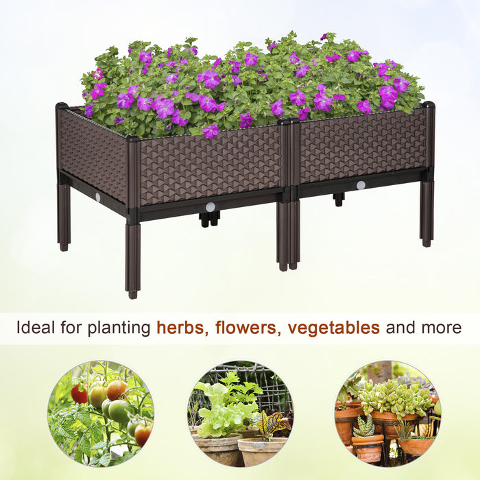 Elevated Garden Planter Set - 50cm Square Raised Beds for Flowers & Vegetables, Self-Watering Feature - Ideal for Outdoor Plant Enthusiasts & Urban Gardeners