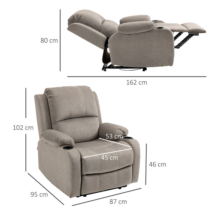 Reclining Microfiber Armchair with Cup Holder - Adjustable Leg Rest for Ultimate Comfort - Perfect for Cozy Living Room Spaces