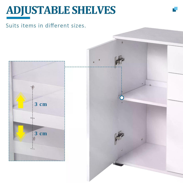 High Gloss Side Storage Unit - Compact 71x35x76 cm White Cabinet - Ideal for Space-Saving & Organizational Solutions