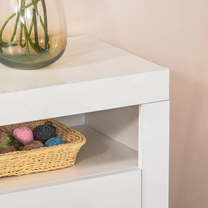 High Gloss White LED Sideboard - Contemporary Buffet Console with RGB Lighting - Stylish Storage for Dining Room, Entryway, Living Spaces