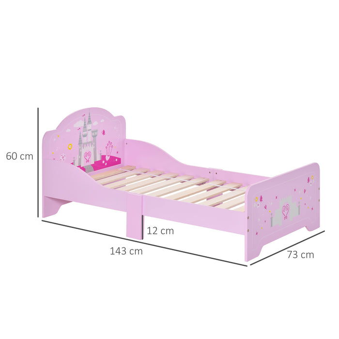 Kids Castle Bed with Charming Pink Design - MDF Construction Single Sleeper for Children - Perfect Bed for Little Princesses