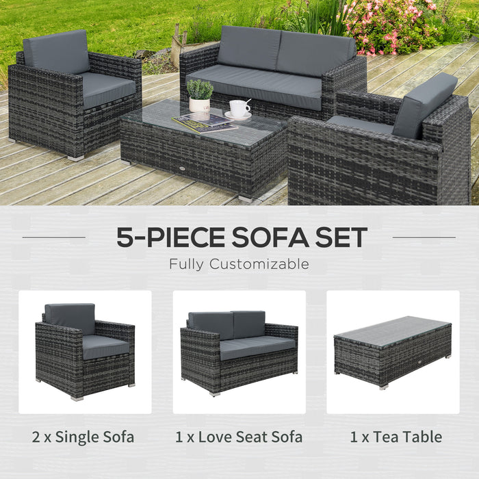 Outdoor Rattan Sofa Set - 4-Piece Wicker Furniture with Steel Frame for Patio and Garden - Comfortable Grey Seating Area for Entertaining and Relaxation